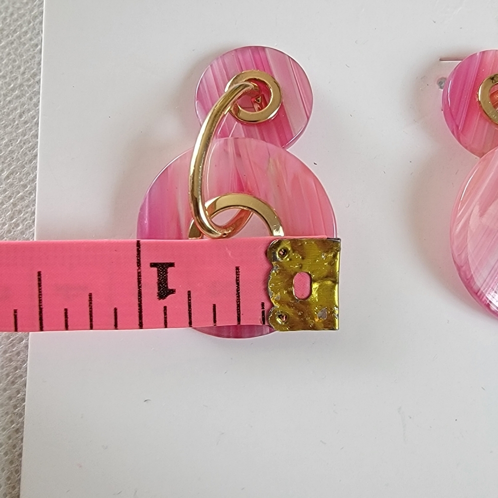 Pink Circle Drop Earrings - Picture 11 of 11
